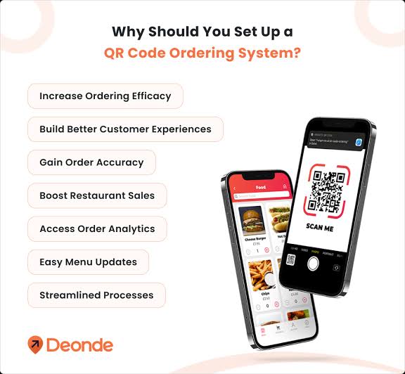 Benefits of a QR code ordering system — higher ordering efficiency, better customer experience, order accuracy, more sales, order analytics and easy menu updates